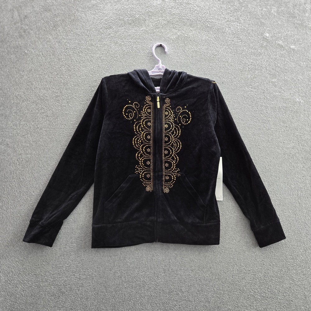 Onque Casuals Women Jacket S Black Stud Design Strike Gold Zipper Studded